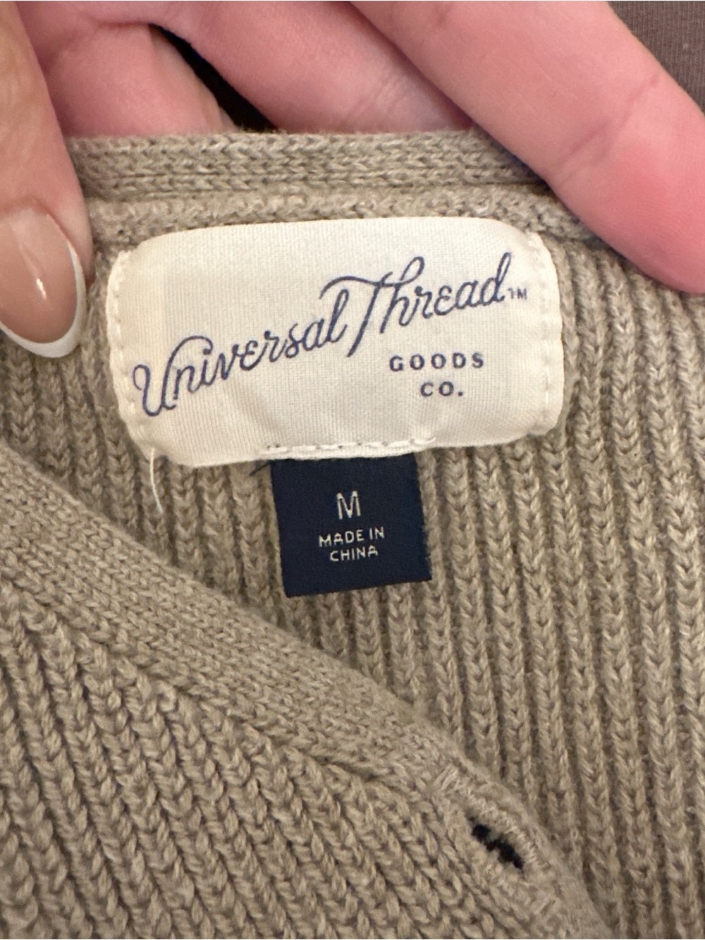 Universal Thread Ribbed Button-Front Crop Top - Beige - Picture 3 of 3